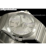 Omega Constellation Double Eagle Swiss-Silver Dial-Stainless Steel Linked Strap