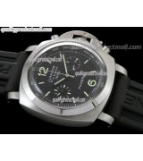 Panerai Luminor Daylight PAM212 Chronograph-Black Dial Black Subdials-Black Rubber Strap