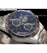 Tag Heuer Carrera Calibre 16 Day Date Automatic Chronograph-Blue Dial White Ring Subdials-Stainless Steel Bracelet