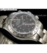 Rolex Daytona Swiss Chronograph-Black Dial Silver Subdials-Red Chronograph-Stainless Steel Oyster Bracelet