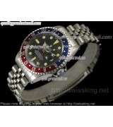 Rolex GMT II Ceramic Automatic Watch-Black Dial Blue/Red Bezel-Stainless Steel Jubilee Bracelet