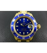 Rolex Submariner Swiss Automatic Watch Full Gold Blue Dial