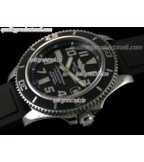 Breitling SuperOcean Abyss 42MM  Automatic Watch-Black Dial Black Inner Bezel-Pro Diver Black Rubber Strap