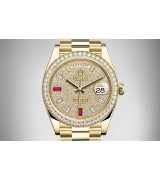 Rolex Day-Date Swiss Automatic Watch Yellow Gold Full Diamonds   