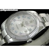 Rolex Datejust II 41mm Swiss Automatic Watch-White Dial Numeral Hour Markers-Stainless Steel Oyster Bracelet 