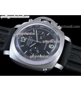 Panerai Luminor Daylight PAM213 Ratttrapante Chronograph-Black Dial Black Subdials-Black Rubber Strap