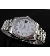 Rolex Datejust II 41mm Swiss Automatic Watch-White Dial Diamond Hour Markers-Stainless Steel Oyster Bracelet