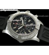 Breitling Blacksteel Super Avenger 48MM-Black Dial Black Subdials-Black Rubber Strap