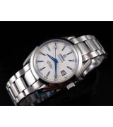Omega Sea-Master OM6231 Automatic-White Dial-Precision Blue 3 Needles-Blue Gormment Markers-Brushed Stainless Steel Strap