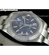 Rolex Datejust II 41mm Swiss Automatic Watch-Blue Dial Luminous Index hour markers-Stainless Steel Oyster Bracelet