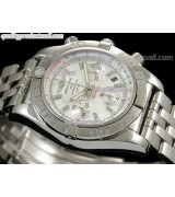 Breitling Chronomat B01 Ultimate 316F Chronograph-White Dial Silver Subdials Index Hour Markers-Stainless Steel Bracelet