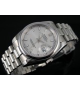 Rolex Datejust 36mm Swiss Automatic Watch-White Dial Index Hour Markers-Stainless Steel Jubilee Bracelet