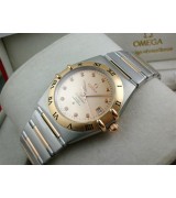 Omega Constellation 160th Anniversary Automatic-18k Gold Dial-Stainless Steel TT Linked Strap