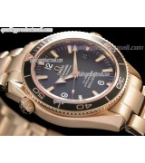 Omega Sea-Master Automatic 18k Rose Gold-Black Dial Black Bezel-Lumed Stick Markers-Brushed Stainless Steel Strap