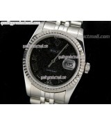 Rolex Datejust 36mm Swiss Automatic Watch-Black Jubilee Dial Roman Numeral Hour Markers-Stainless Steel Jubilee Bracelet 