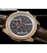 Breitling Bentley 30S Chronograph 18K Rose Gold-Brown Dial Brown Subdials-Brown Leather Strap