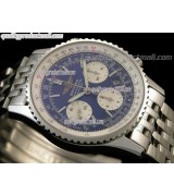 Breitling Navitimer Chronometre Chronograph-Blue Dial Index Hour Markers-Stainless Steel Strap