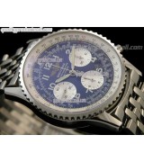 Breitling Navitimer Chronometre Chronograph-Blue Dial Numeral Markers-Stainless Steel Strap