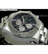 Breitling Blacksteel Super Avenger 48MM-Blue Dial White Subdials-Stainless Steel Pro II Strap