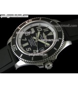 Breitling SuperOcean Abyss 42MM Automatic Watch-Black Dial White Inner Bezel-Pro Diver Black Rubber Strap