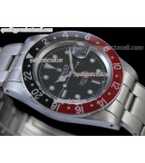 Rolex GMT II Vintage Automatic Watch-Black Dial Black/Red Bezel-Stainless Steel Oyster Riverted Bracelet