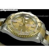 Rolex Yachtmaster II Bi Tone Swiss ETA-Gold Dial White Dot Markers-Gold Plated Stainless Steel Oyster Strap