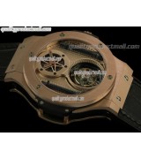 Hublot Big Bang Vendome Flying Tourbillon Chronograph 18K Rose Gold-Gold Vendome Dial-Black Leather Strap