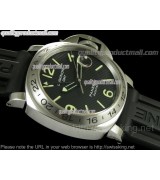 Panerai PAM 029 GMT Automatic Chronograph-Black Dial Stick Hour Markers-Black Rubber Strap