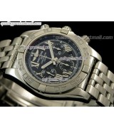 Breitling Chronomat B01 Ultimate 316F Chronograph-Black Dial Black Subdials Roman Numeral Hour Markers-Stainless Steel Bracelet