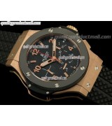 Hublot Big Bang Chronograph 18K Rose Gold-Carbon Fibre Black Dial Black Subdials-Black Rubber Strap