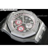 Audemars Piguet Royal Oak 2010 Tour Auto Limited Edition-Grey Checkered Dial Numeral Hour Markers-Black Leathe Strap