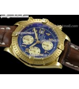 Breitling Chronomat Evolution V3 Chronograph 18k Gold-Black Dial Gold Subdials Gold Index Markers-Stainless Steel Bracelet