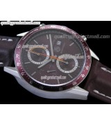Tag Heuer Carrera 41MM Automatic Chronograph-Brown Dial White Ring Subdials-Brown Leather Strap