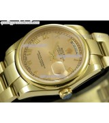 Rolex DayDate II 41mm Swiss Automatic Watch 18k Gold- Gold Dial Roman Numeral Markers-Stainless Steel Presidential Bracelet