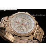 Breitling Bentley 30S Chronograph 18K Rose Gold-White Dial White Subdials-Stainless Steel bracelet