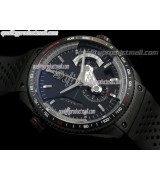 Tag Heuer Grand Carrera Calibre 36 DLC Titanium Chronograph-Black dial Sucken Steel Subdials-Black Rubber Bracelet