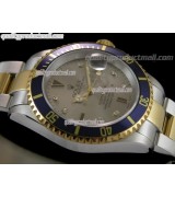 Rolex Submariner Automatic ETA Bi Tone 18K Gold-Grey Dial-18K Plated Gold Plated/Steel Two Tone Oyster Bracelet 