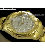 Rolex Yachtmaster II Gold Swiss ETA-Rolesium Dial White Dot Markers-Gold Plated Stainless Steel Oyster Strap