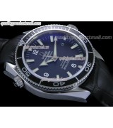 Omega Sea-Master Automatic-Black Dial Black Bezel-Lumed Stick Markers-Black Leather Strap