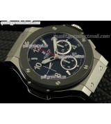 Hublot Big Bang Chronograph-Black Dial Numeral Hour Markers-Black Rubber Strap