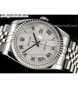 Rolex Datejust 36mm Swiss Automatic Watch-Grey Jubilee Dial Roman Numeral Hours-Stainless Steel Jubilee Bracelet 