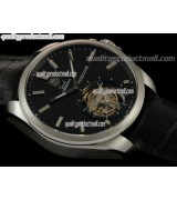 Tag Heuer Grand Carrera Tourbillon Handwould Watch-Black dial Steel Markers-Black Leather strap