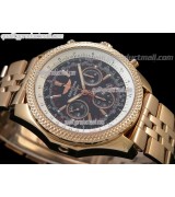 Breitling Bentley 30S Chronograph18K Rose Gold-Black Dial Black Subdials.-Stainless Steel Bracelet