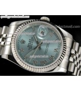 Rolex Datejust 36mm Swiss Automatic Watch-Lilac Sunburst Dial Roman Numeral Hour Markers-Stainless Steel Jubilee Bracelet 