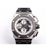 Audemars Piguet Royal Oak Ruben Barichello II Chronograph-Black Perforated Dial Index Hour Markers-Black Leatherr Strap