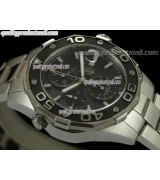 Tag Heuer Aquaracer 500M Chronograph-Black Dial-Stainless Steel Link Strap