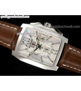 Breitling Flying B Chronograph Perpetual Date-White Metallic Dial White Subdials-Brown Leather Strap