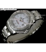 Rolex Yachtmaster II Swiss Automatic Watch-White Dial White Dot Markers-Stainless Steel Oyster Bracelet