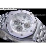 Audemars Piguet Royal Oak Chronograph-White Checkered Dial Numeral Hour Markers-Stainless Steel Bracelet