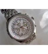 Breitling Bentley 30S Chronograph-White Dial White Subdials-Stainless Steel bracelet
